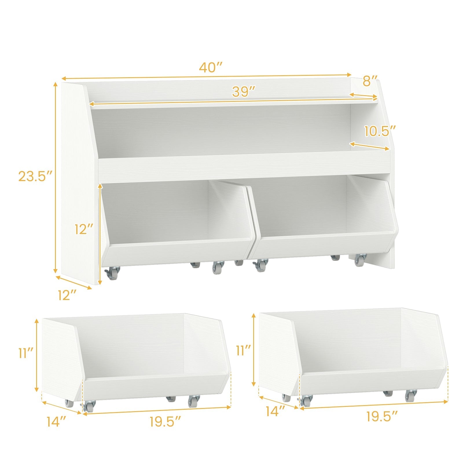 Kids Toy Storage Organizer Wooden Bookcase with 2 Movable Drawers