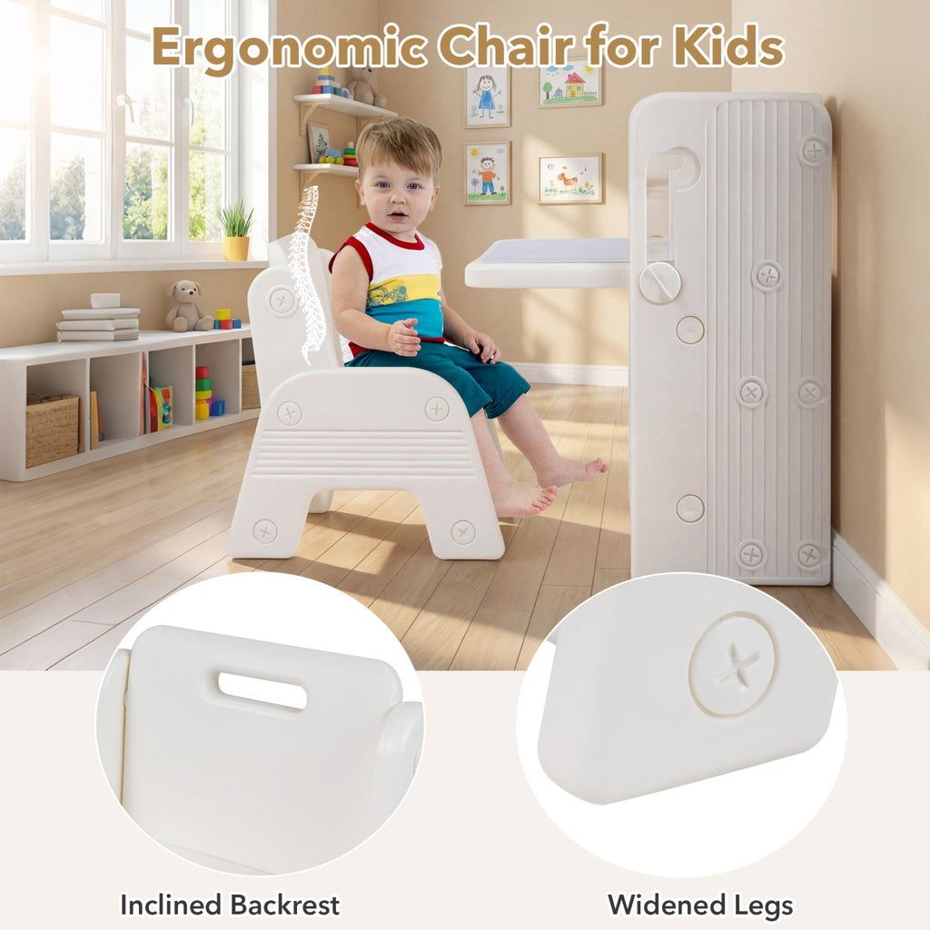 Kids Writing Desk & Chair Set with Side Bookshelves