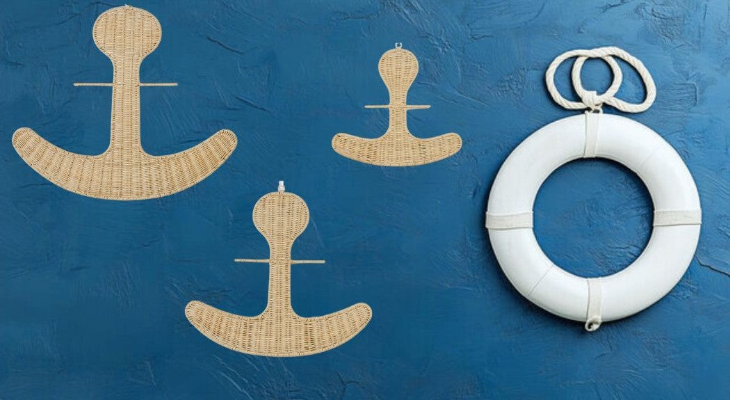 Natural Rattan Anchor Wall Decor