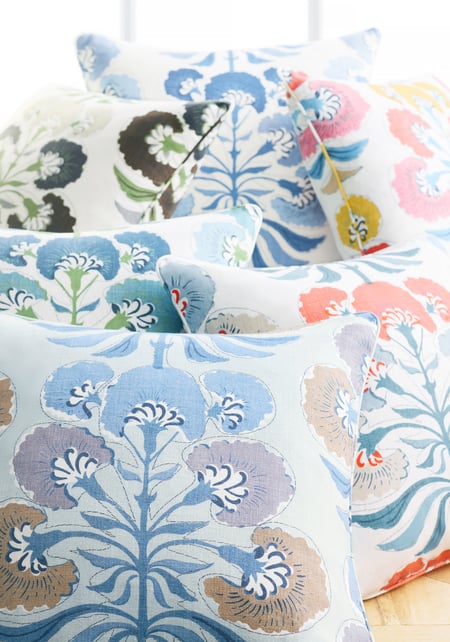 Tybee Tree Pillow Cover in Coral + Yellow, Thibaut Pillows