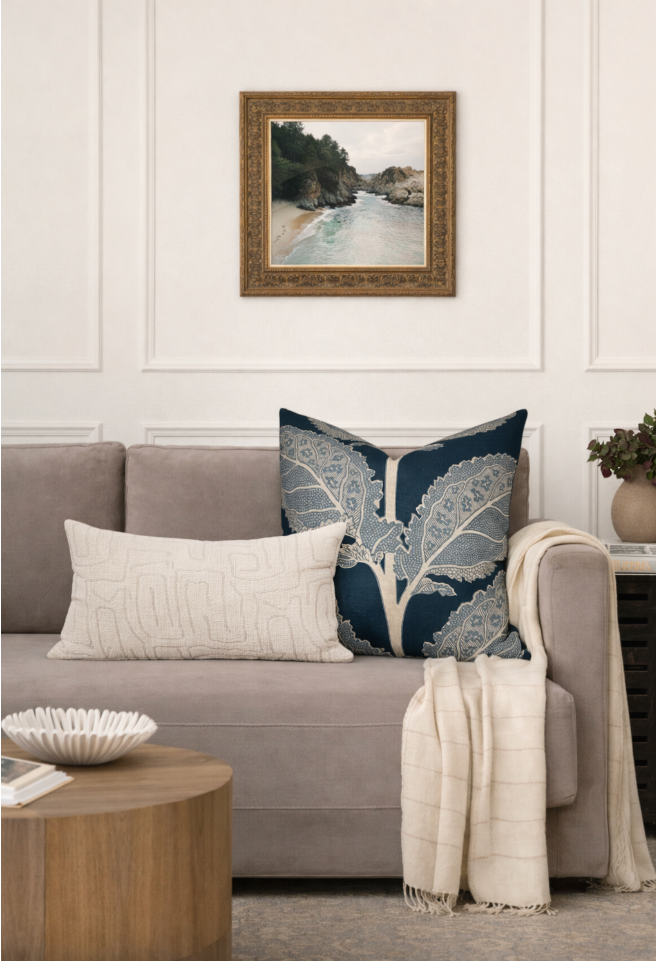 Lacinato Pillow Cover in Mineral Blue, Thibaut Pillows