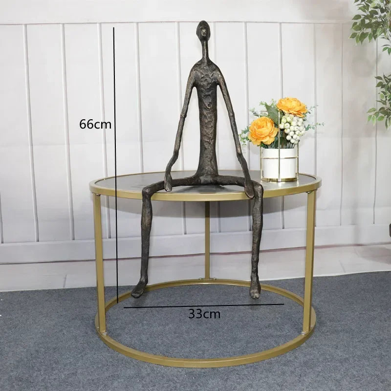 Large Abstract Sitting Human Sculpture Modern Metal Figurine