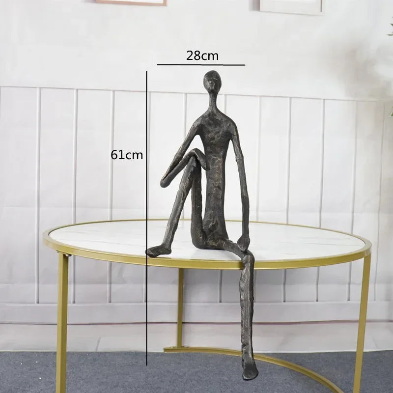 Large Abstract Sitting Human Sculpture Modern Metal Figurine