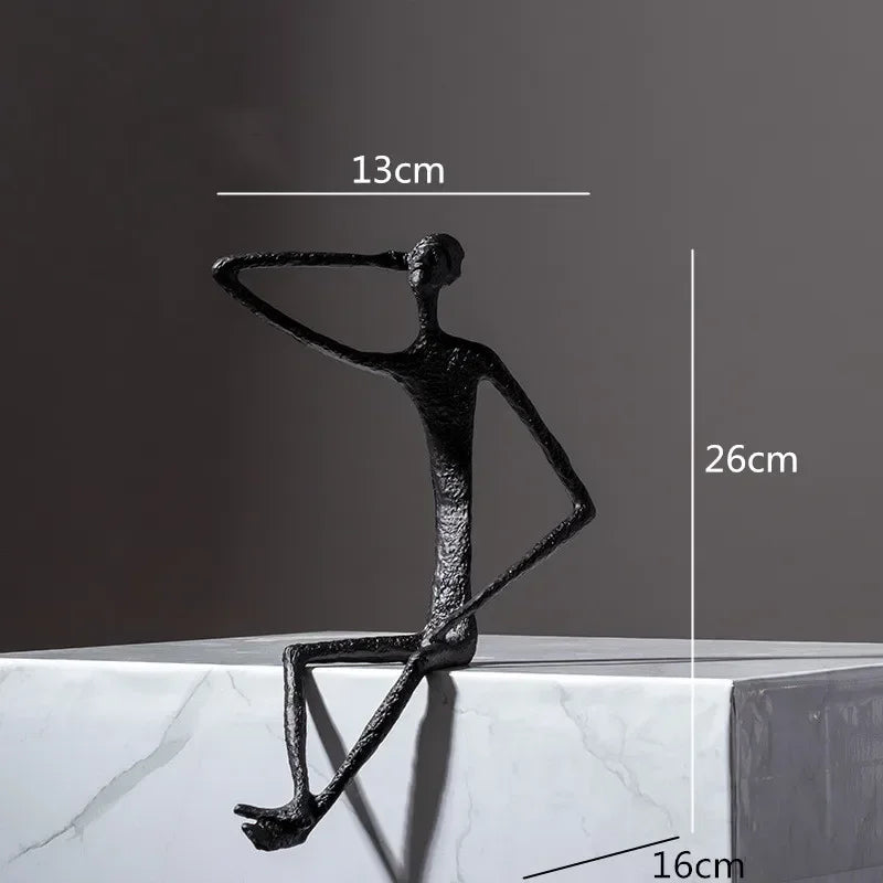 Large Abstract Sitting Human Sculpture Modern Metal Figurine