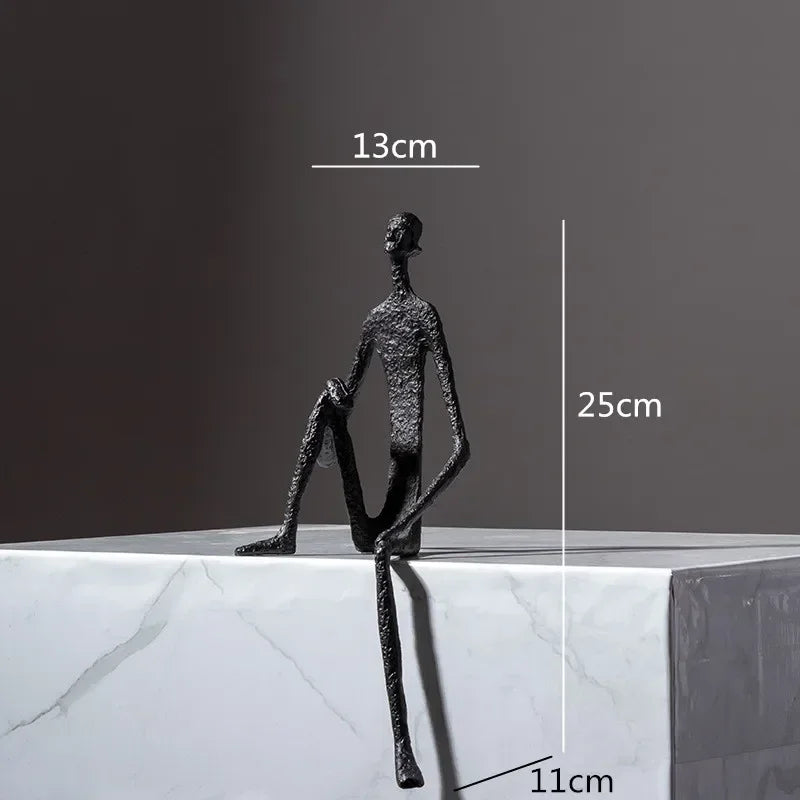 Large Abstract Sitting Human Sculpture Modern Metal Figurine