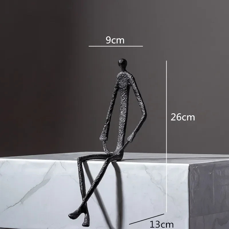 Large Abstract Sitting Human Sculpture Modern Metal Figurine