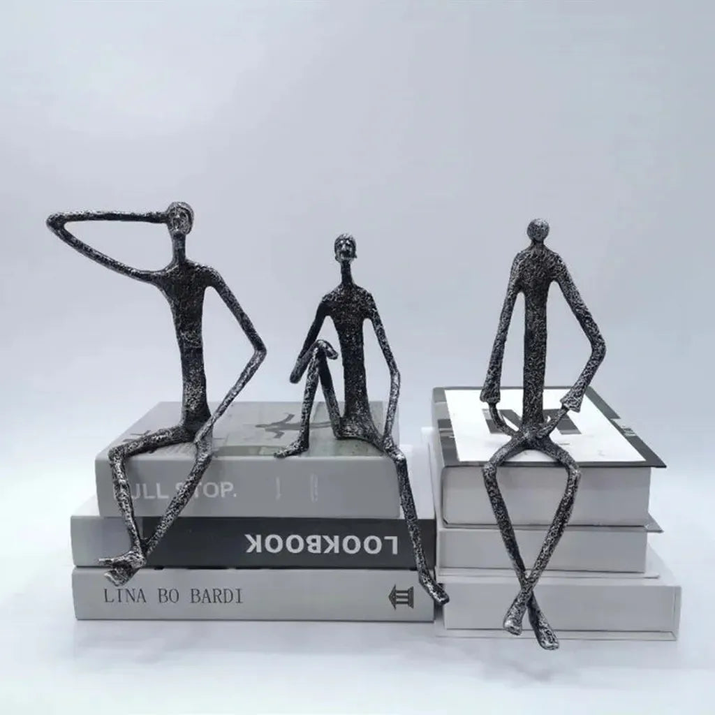 Large Abstract Sitting Human Sculpture Modern Metal Figurine