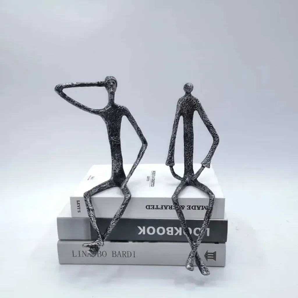 Large Abstract Sitting Human Sculpture Modern Metal Figurine
