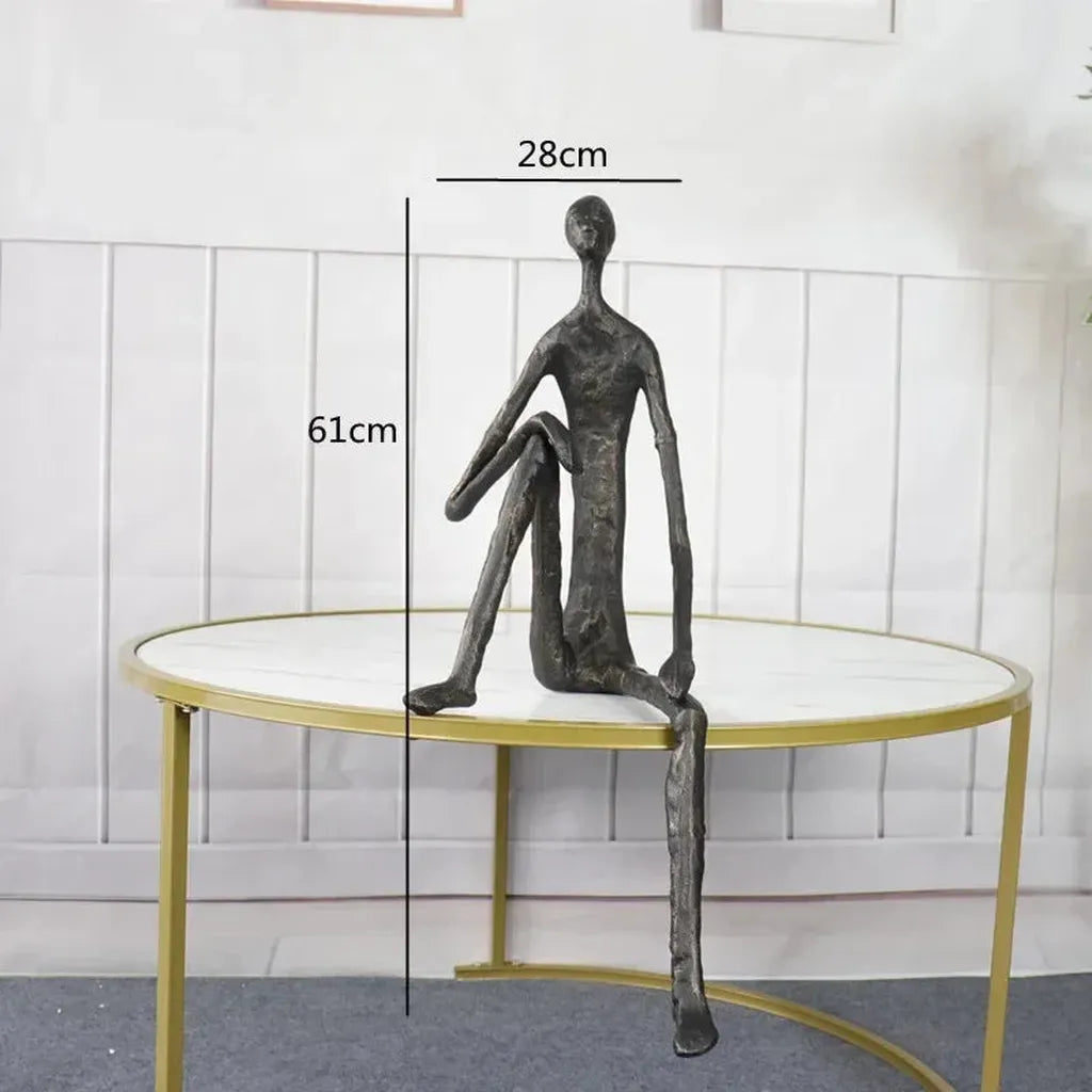 Large Abstract Sitting Human Sculpture Modern Metal Figurine