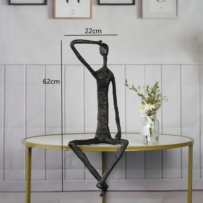 Large Abstract Sitting Human Sculpture Modern Metal Figurine