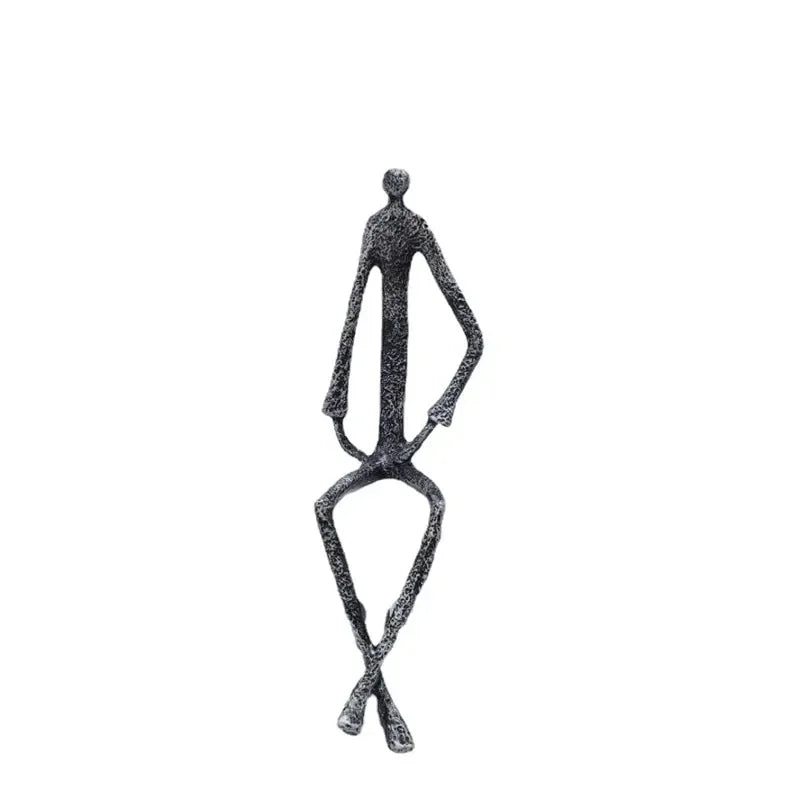 Large Abstract Sitting Human Sculpture Modern Metal Figurine