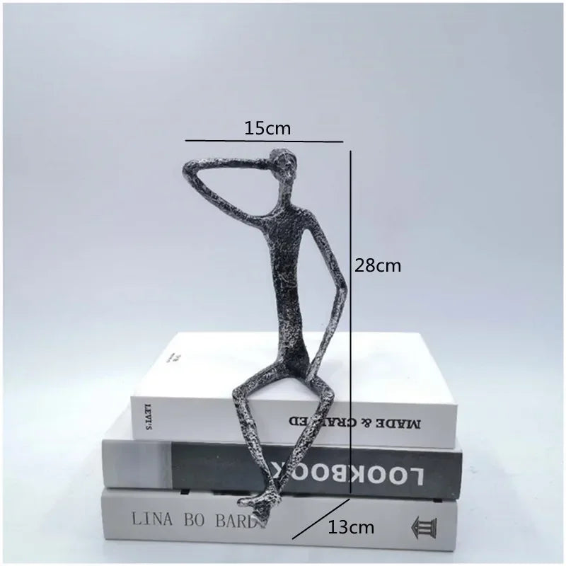 Large Abstract Sitting Human Sculpture Modern Metal Figurine