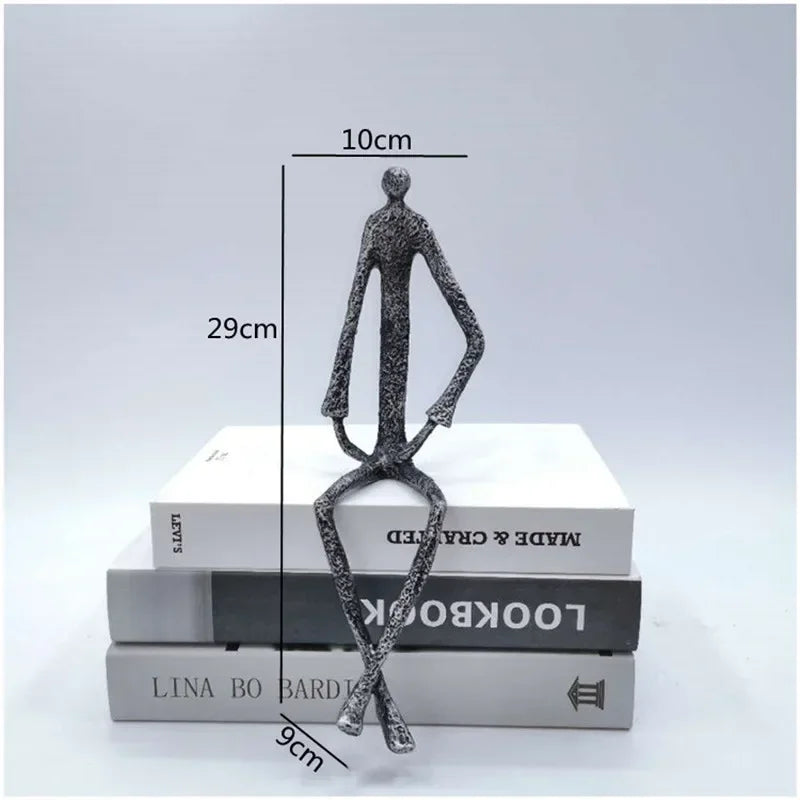 Large Abstract Sitting Human Sculpture Modern Metal Figurine