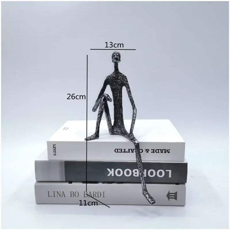 Large Abstract Sitting Human Sculpture Modern Metal Figurine