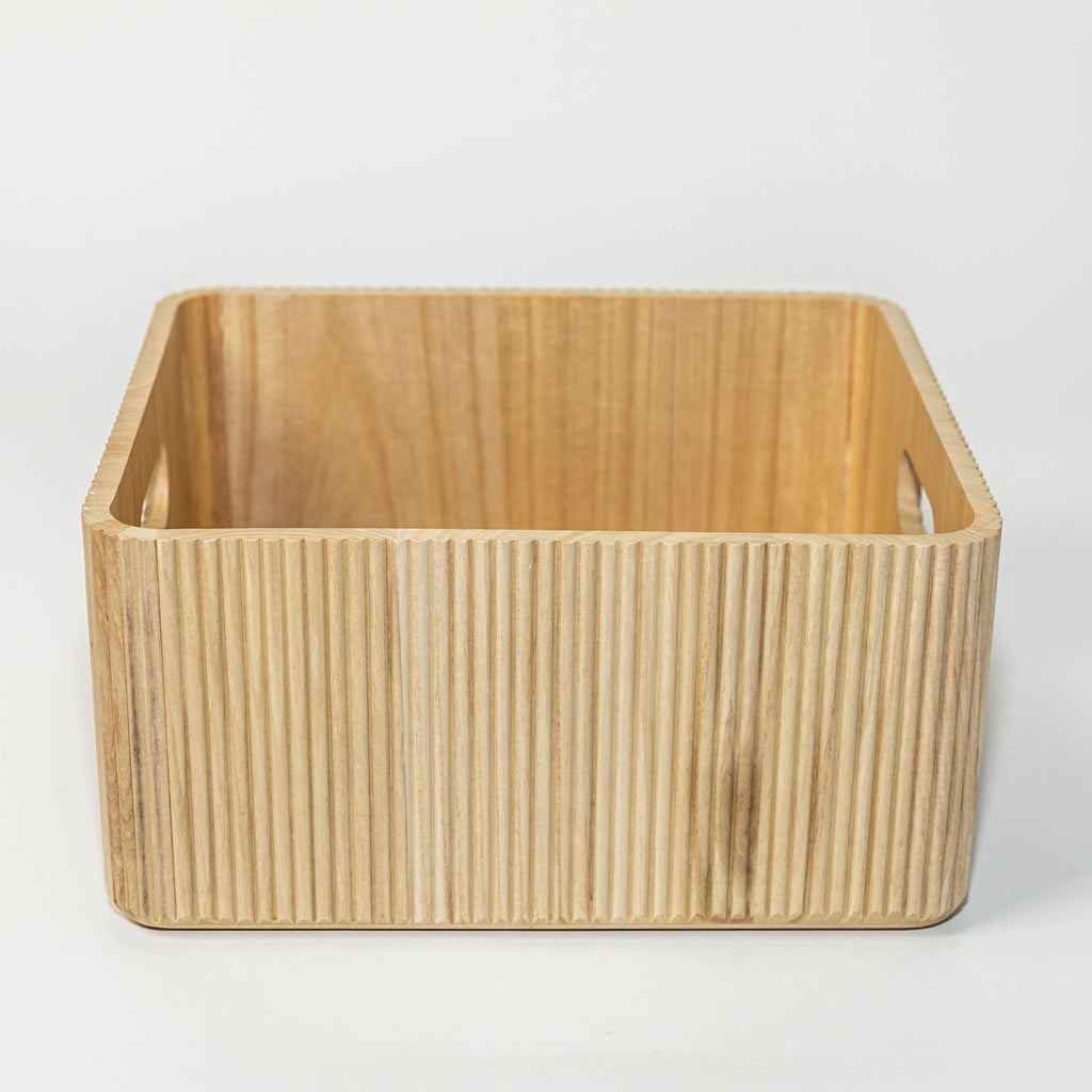Wooden Ribbed Bins – Natural