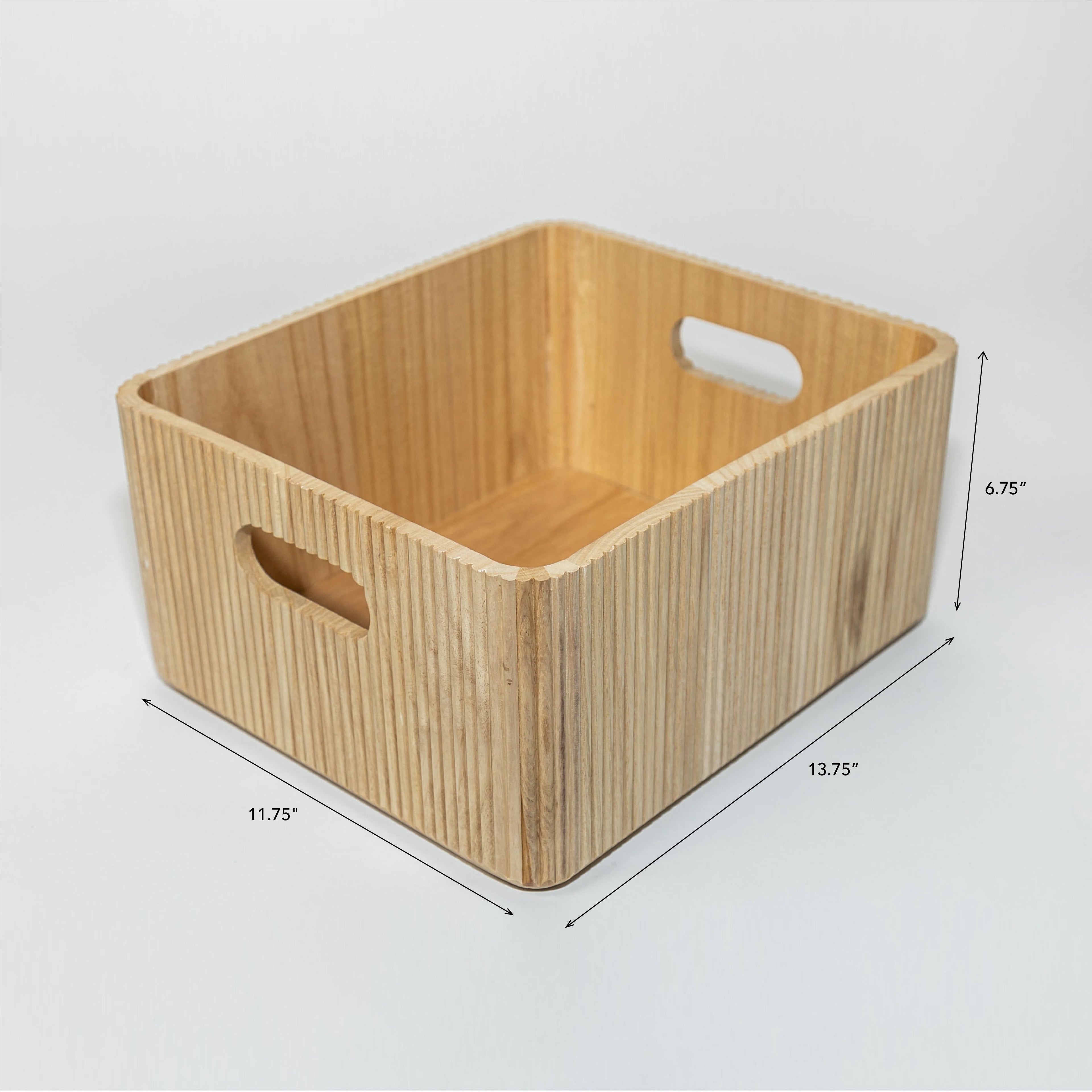 Wooden Ribbed Bins – Natural
