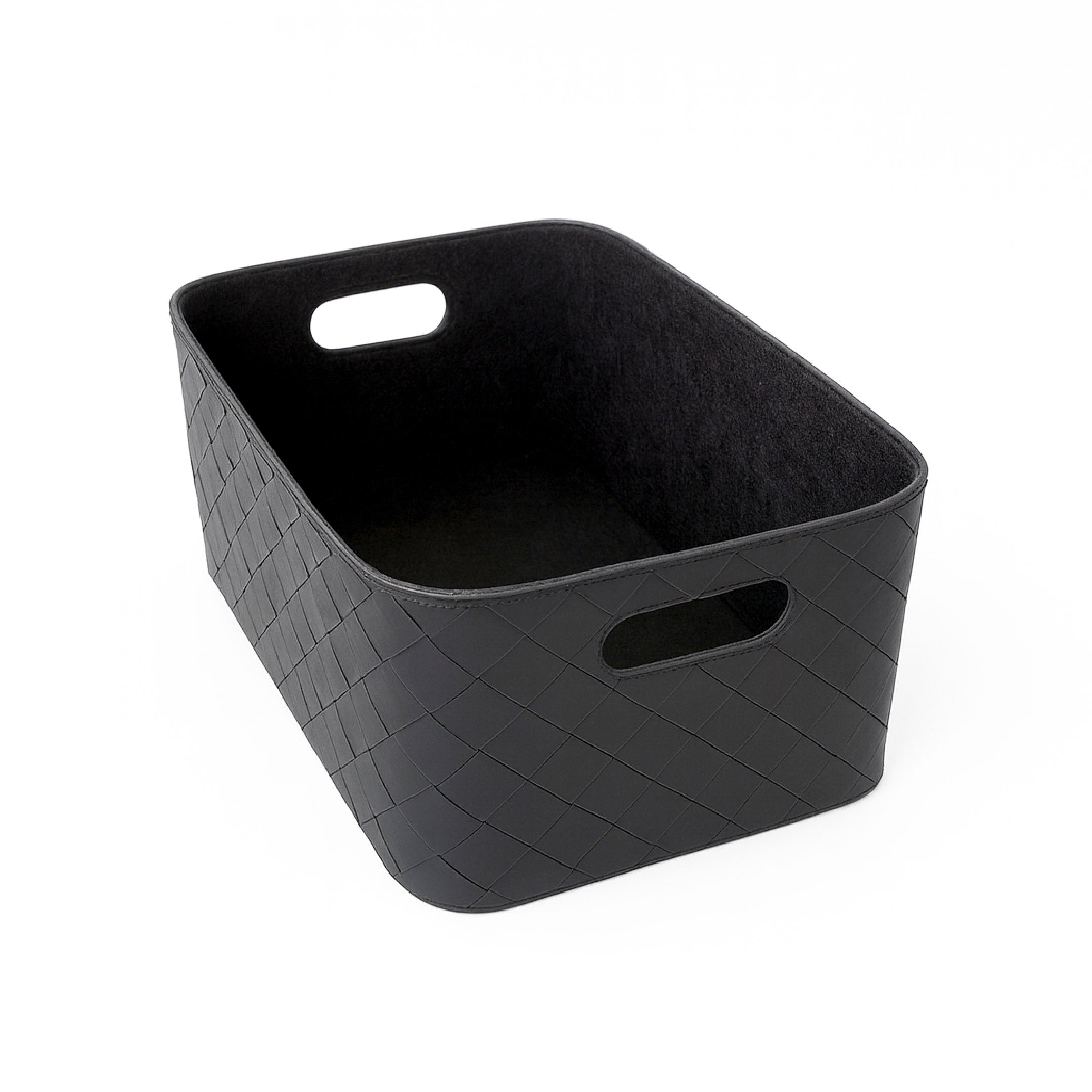 Leather Woven Bin (Black)