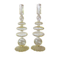 Buttercream Ribbed Glass Candle Holders - Pair