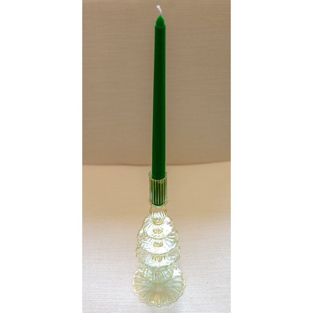 Buttercream Ribbed Glass Candle Holders - Pair