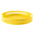 Breeze Block Metal Serving Tray Round-Lemon