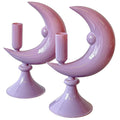 Lilac Crescent Glass Candle Holders - Pair