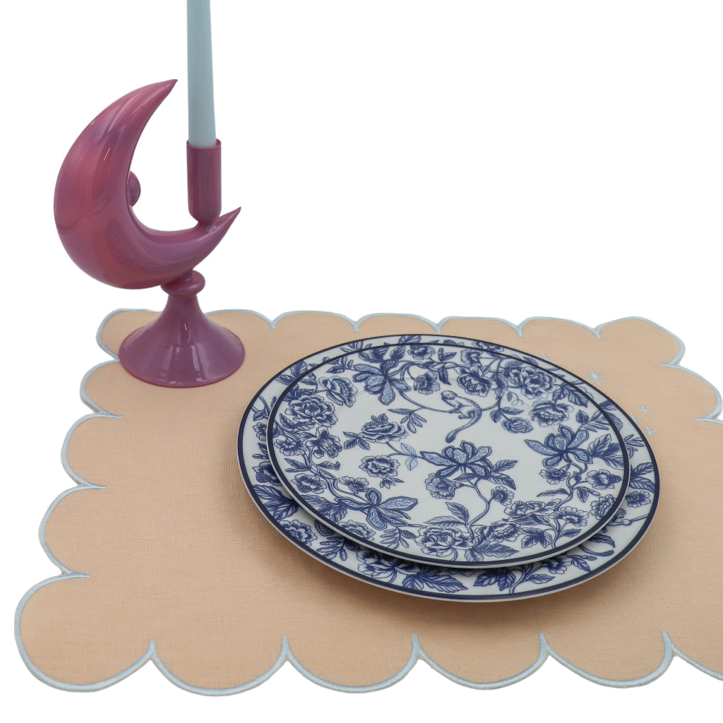 Lilac Crescent Glass Candle Holders - Pair