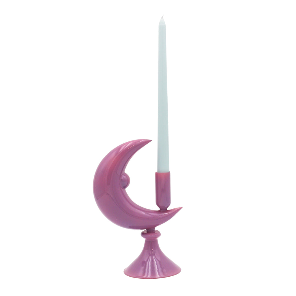 Lilac Crescent Glass Candle Holders - Pair
