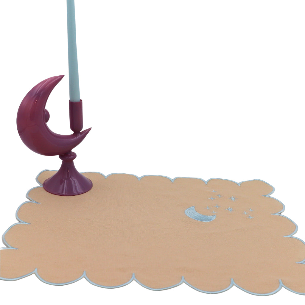 Lilac Crescent Glass Candle Holders - Pair