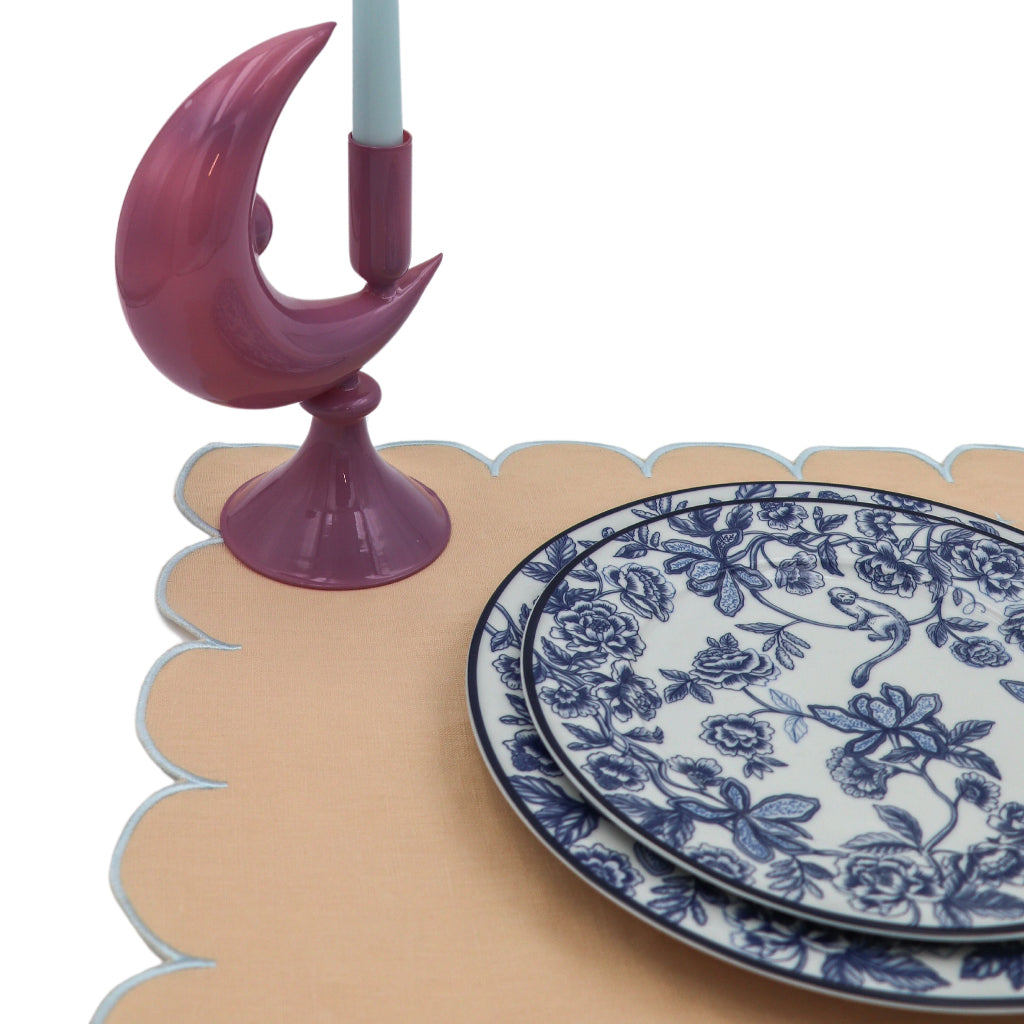 Lilac Crescent Glass Candle Holders - Pair