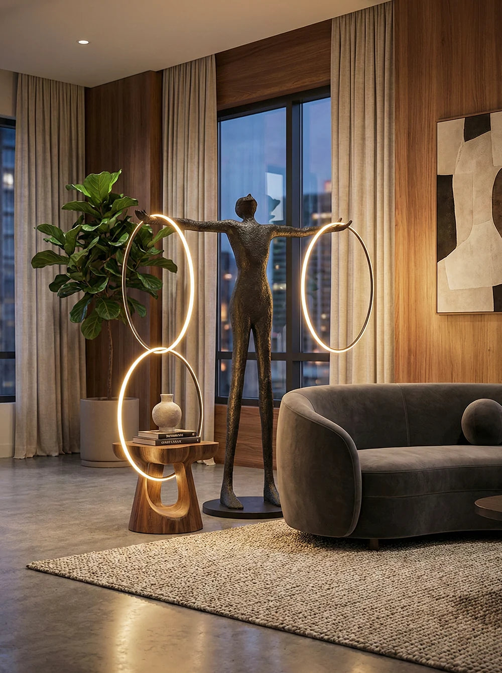 Liva Sculpture Ring Figure Floor Lamp