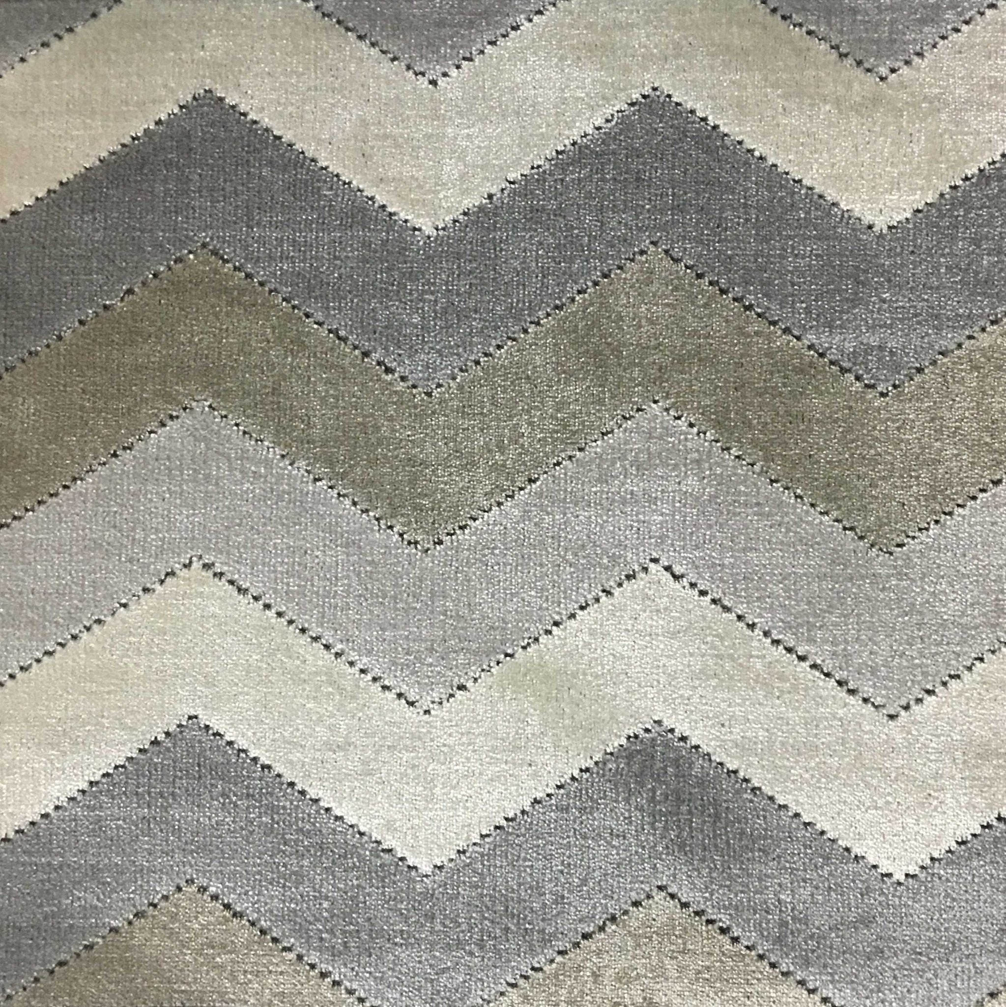 Piccadilly - Longwood, Bold Chevron Pattern Cut Velvet Upholster Fabric by the Yard