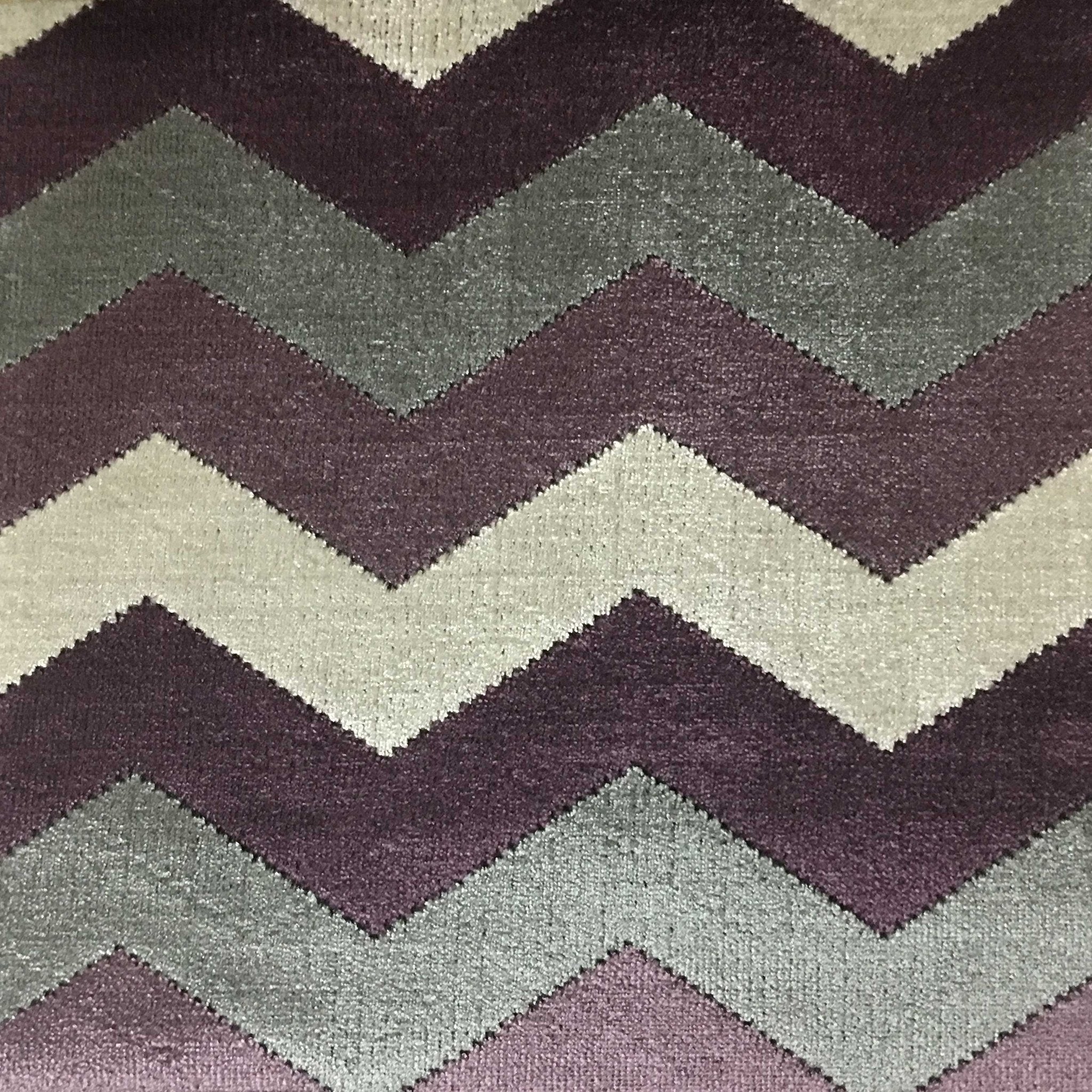 Piccadilly - Longwood, Bold Chevron Pattern Cut Velvet Upholster Fabric by the Yard