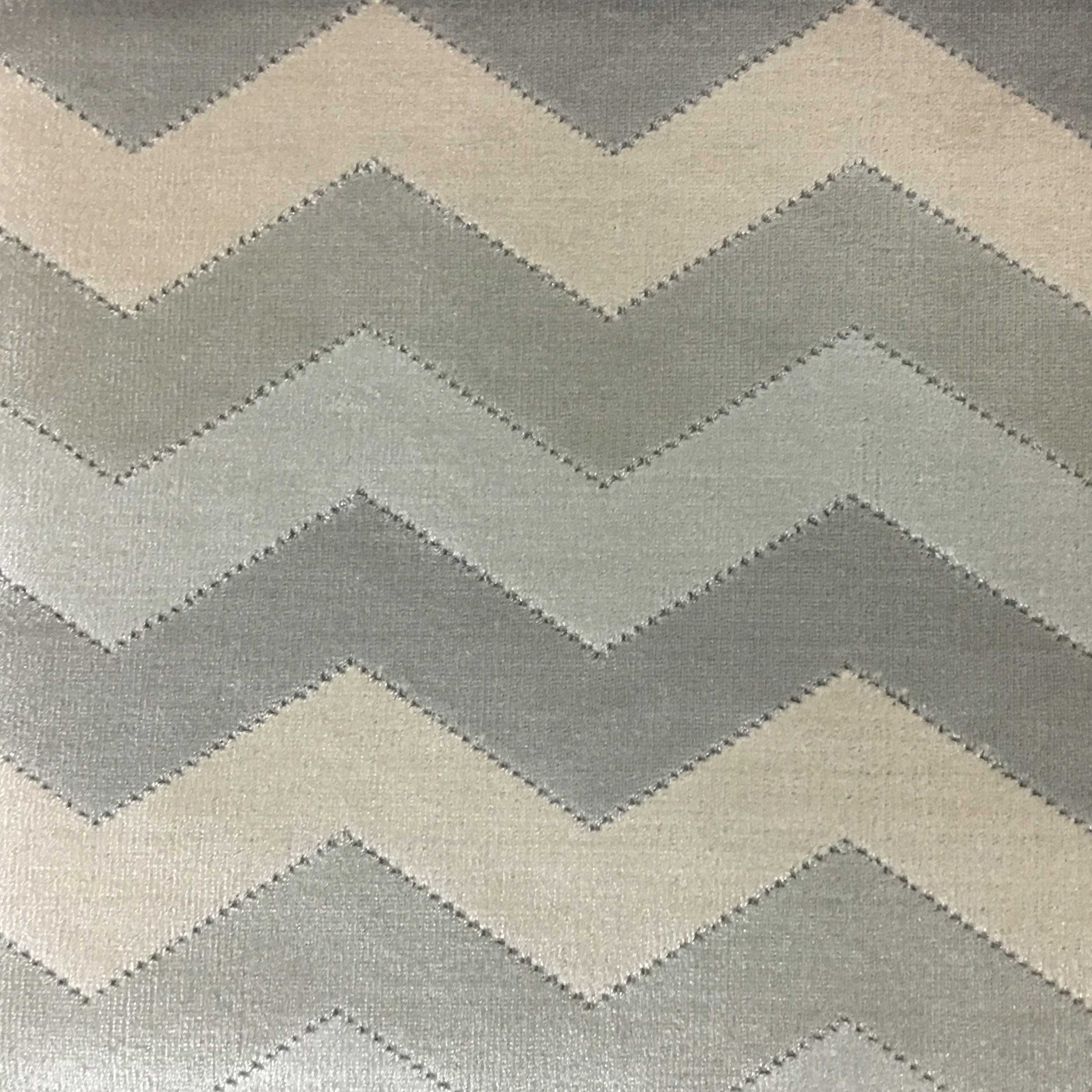 Piccadilly - Longwood, Bold Chevron Pattern Cut Velvet Upholster Fabric by the Yard