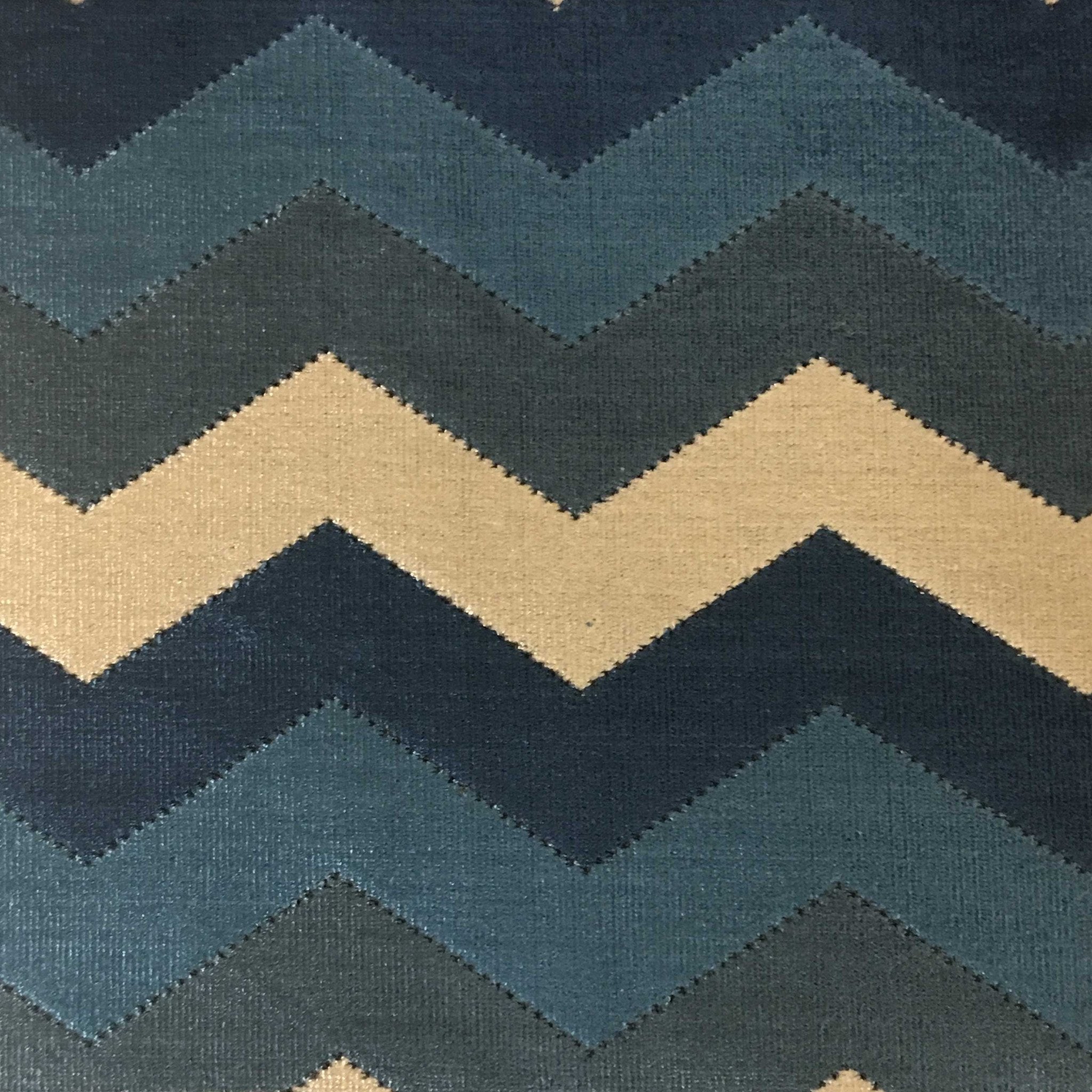 Piccadilly - Longwood, Bold Chevron Pattern Cut Velvet Upholster Fabric by the Yard