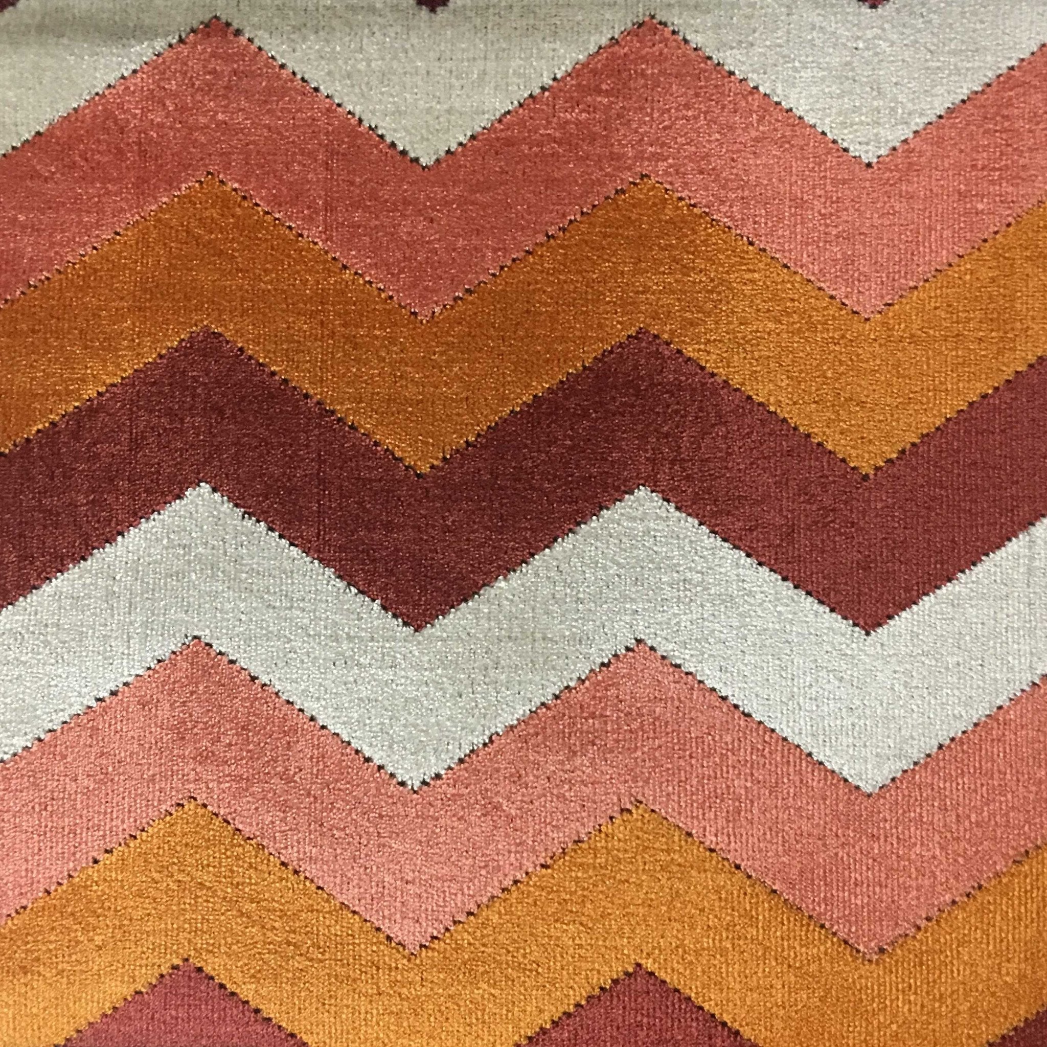 Piccadilly - Longwood, Bold Chevron Pattern Cut Velvet Upholster Fabric by the Yard