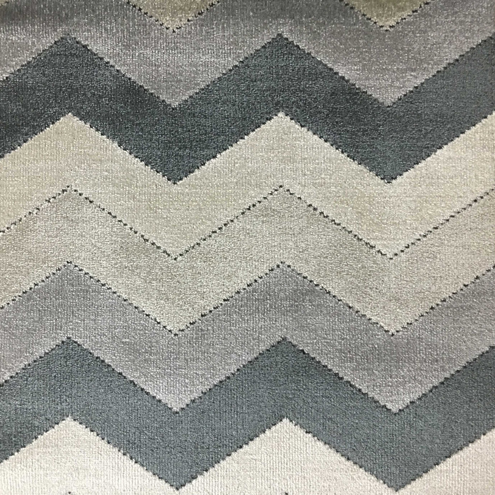 Piccadilly - Longwood, Bold Chevron Pattern Cut Velvet Upholster Fabric by the Yard