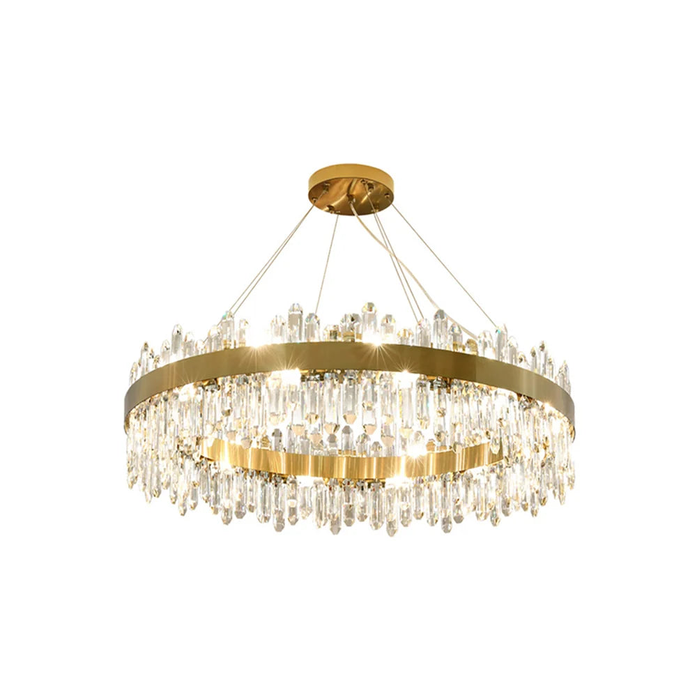 Round Luxury Crystal Column Chandelier