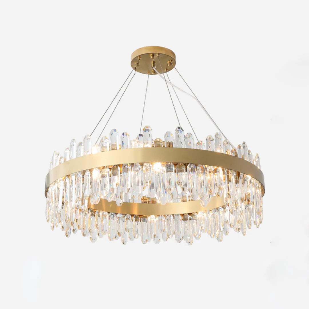 Round Luxury Crystal Column Chandelier