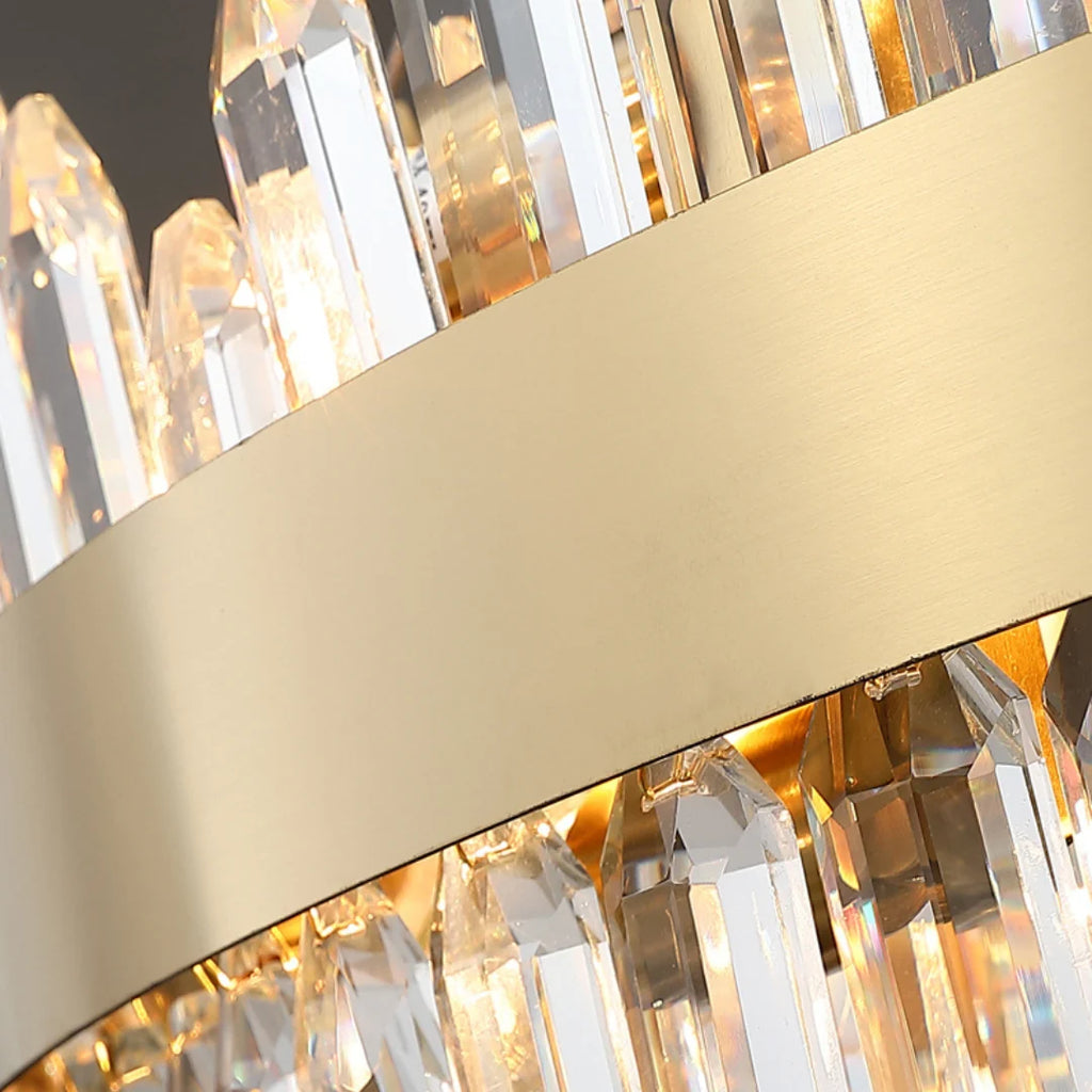 Round Luxury Crystal Column Chandelier