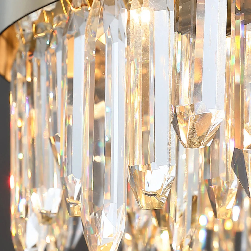 Round Luxury Crystal Column Chandelier