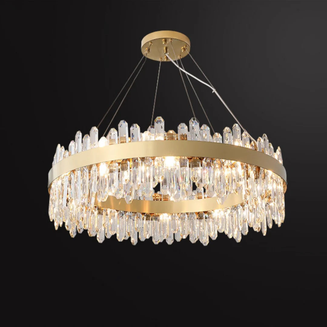 Round Luxury Crystal Column Chandelier