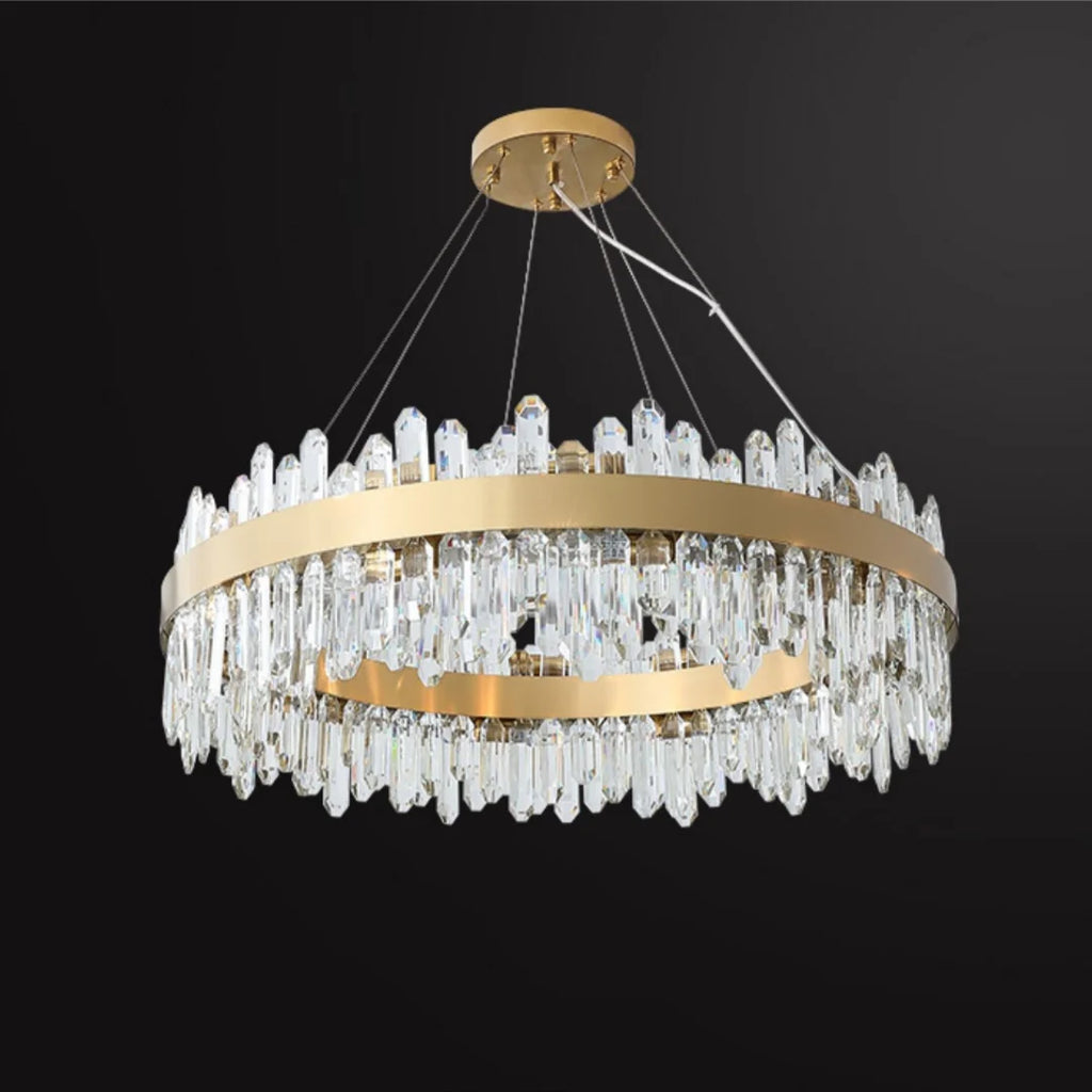 Round Luxury Crystal Column Chandelier