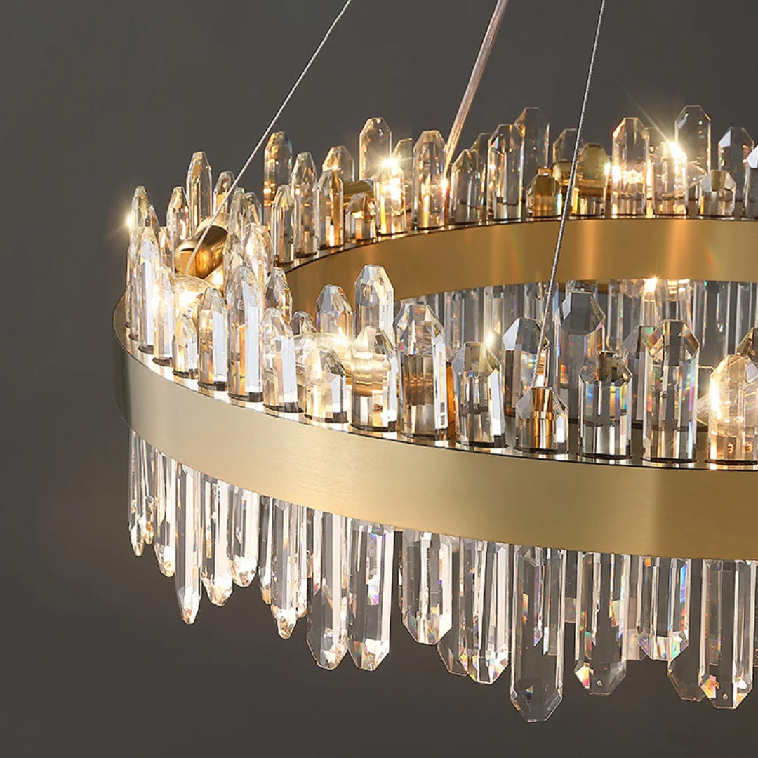 Round Luxury Crystal Column Chandelier