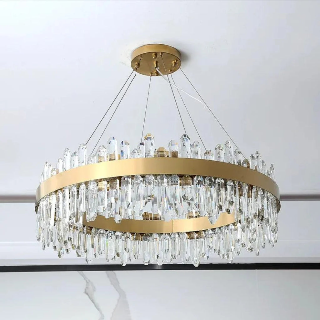 Round Luxury Crystal Column Chandelier