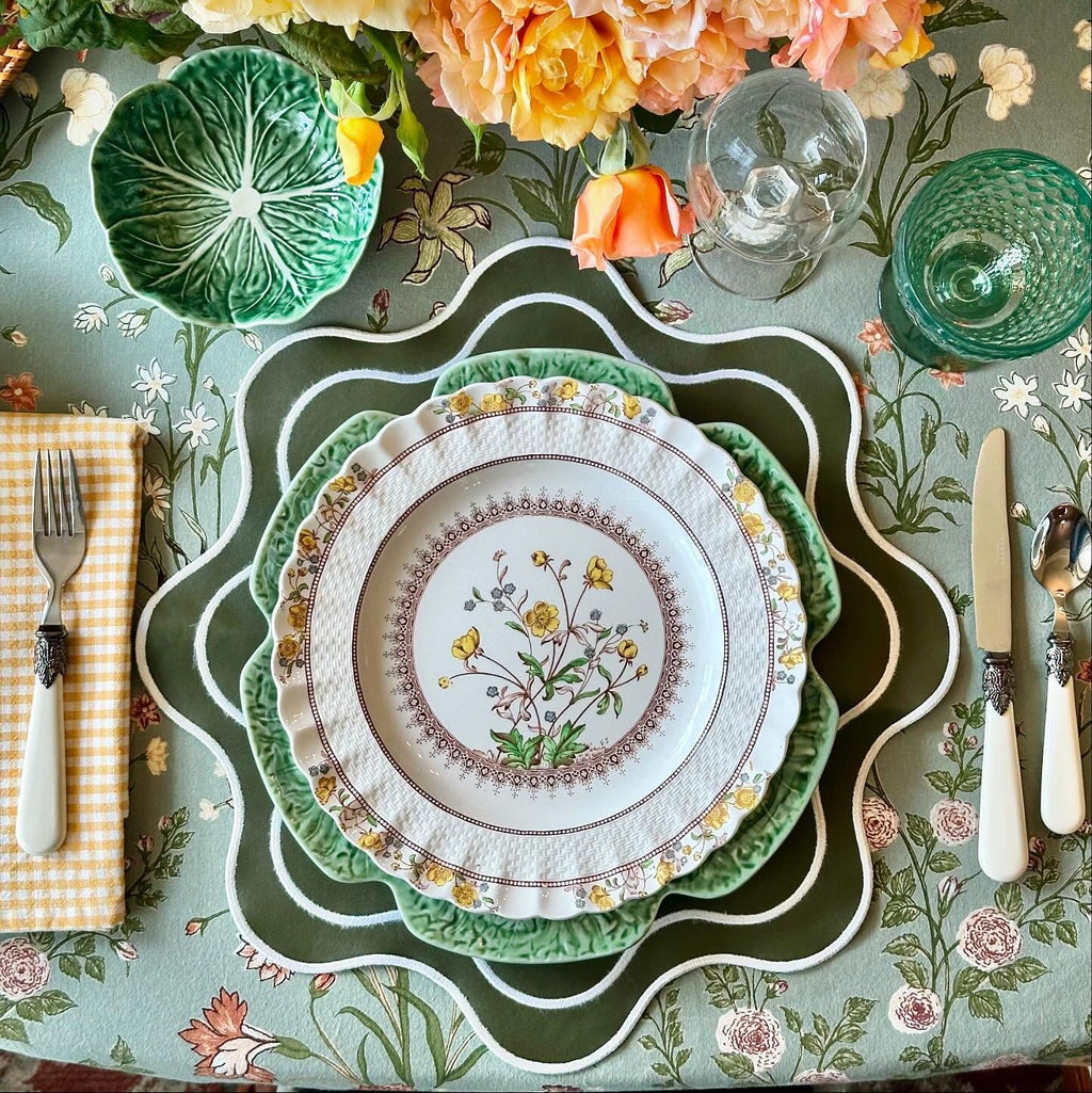 HAVEN DARK GREEN WAVY EDGE FAUX LEATHER PLACEMAT (Set Of 4)