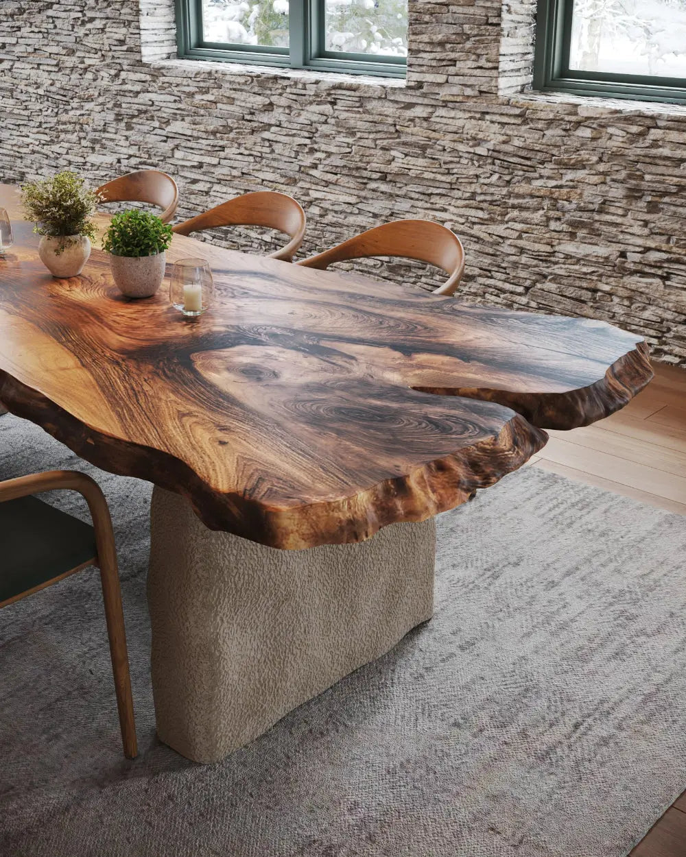 Wabi-Sabi Solid Walnut Dining Table