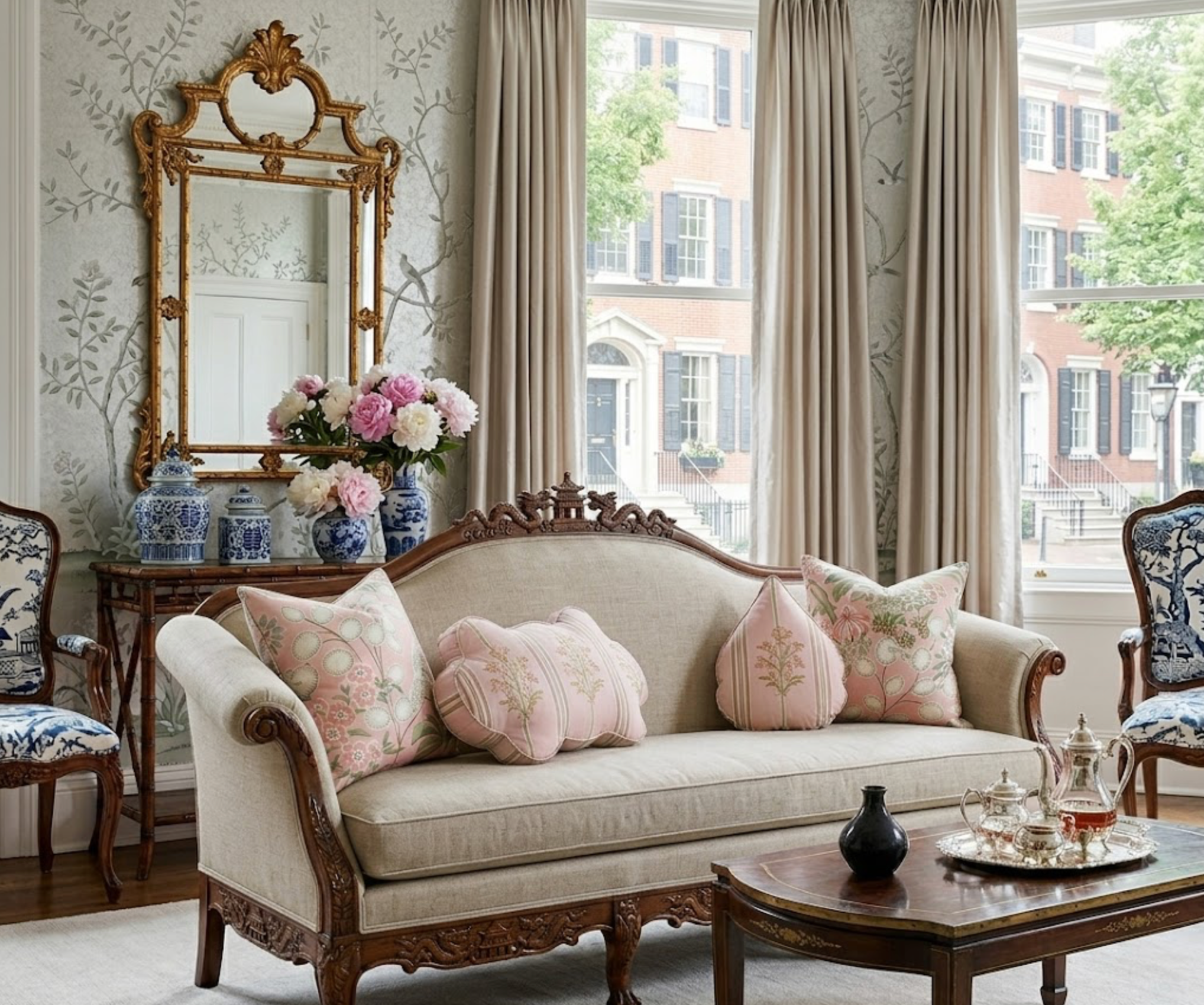 Meadow Floral Pillow Cover in Blush, Thibaut Pillows