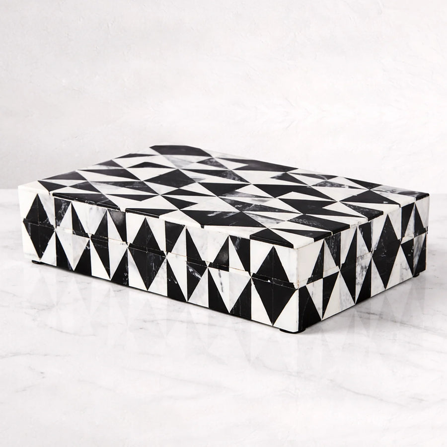 Medley Harlequin Black & White Resin Inlay Decorative Box