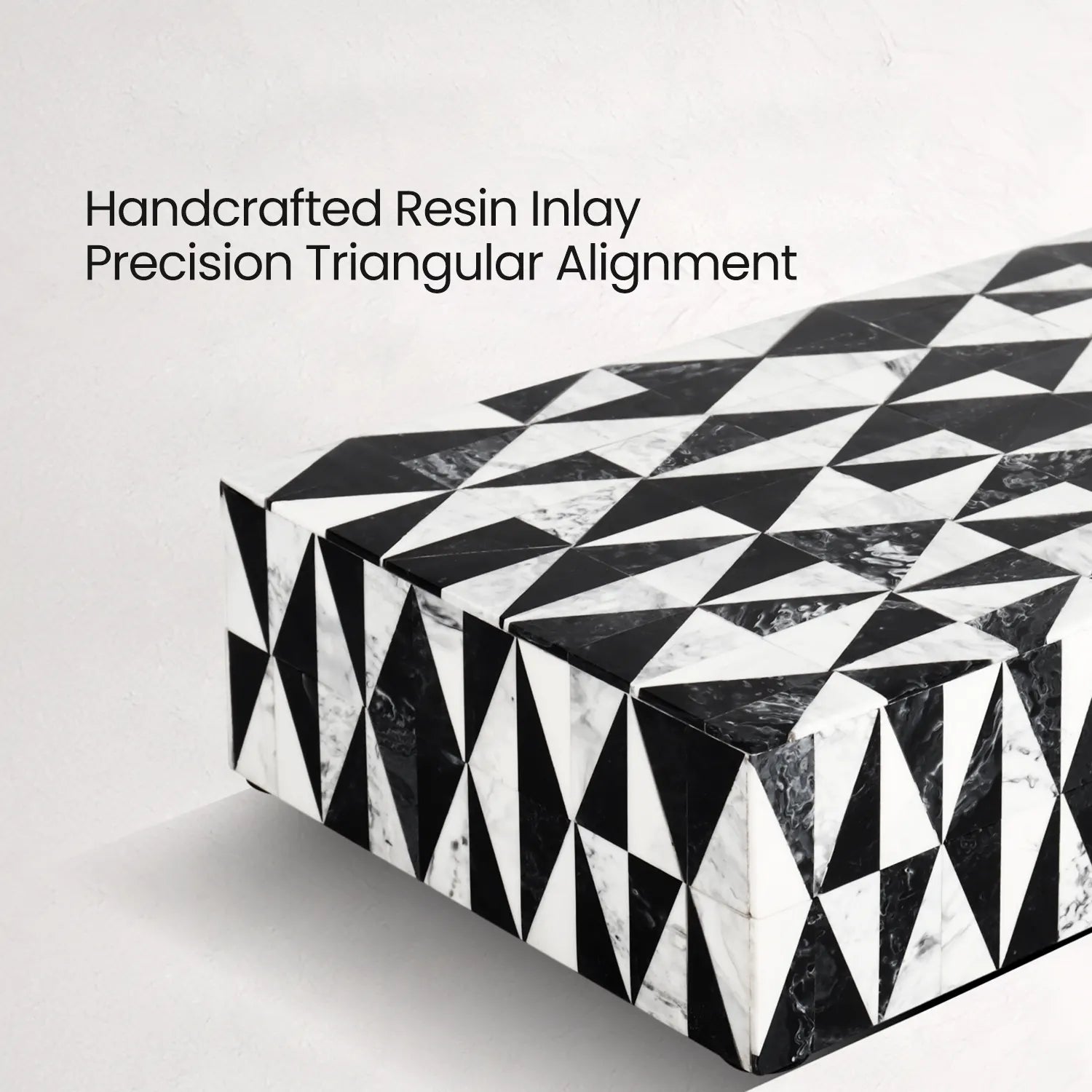 Decorative Box Medley Harlequin Resin Inlay, Black - White, 6 sizes