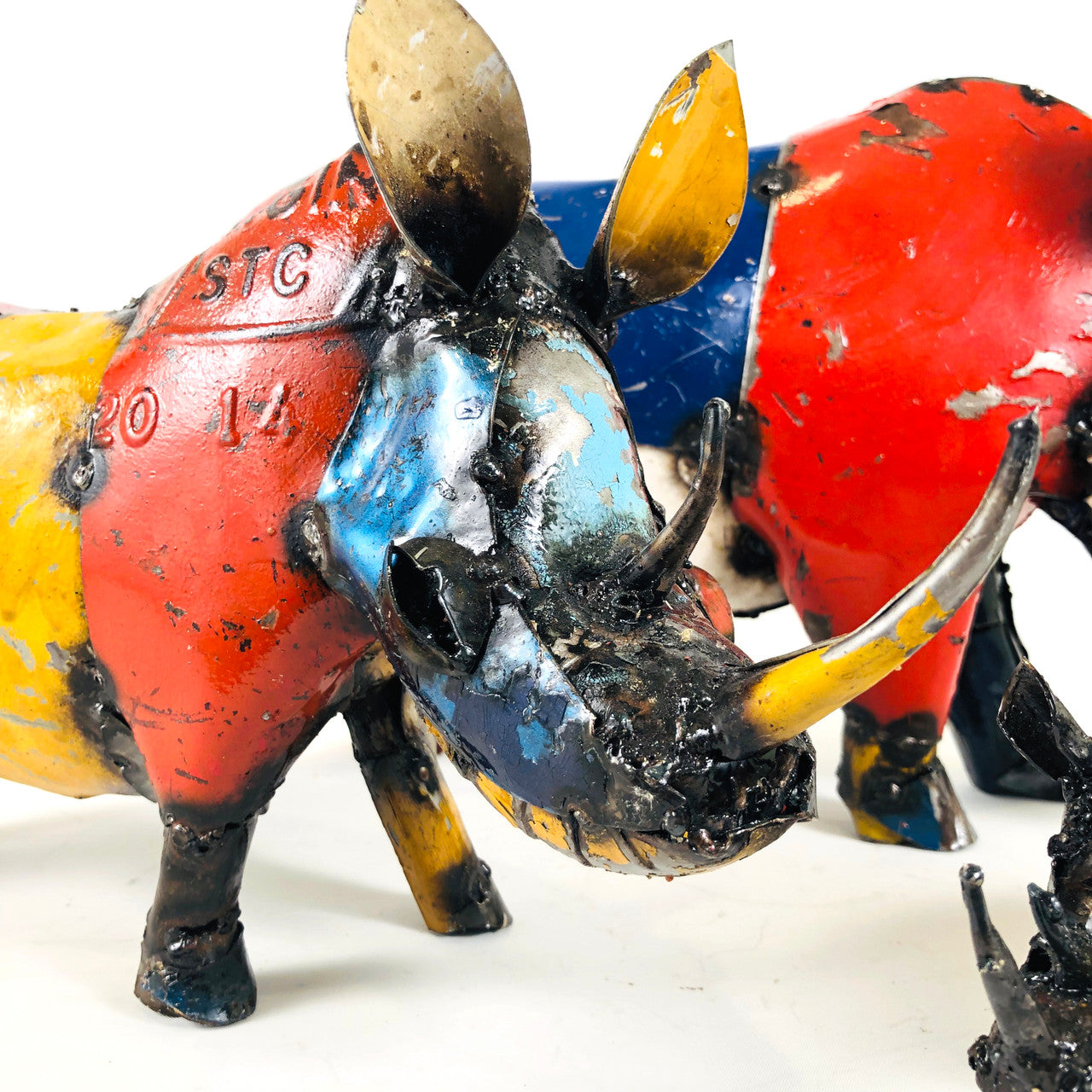 Recycled Metal Rhino Sculpture